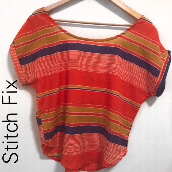 Anthropologie Tops - Tea n Rose bright stripe crop top-Medium EUC